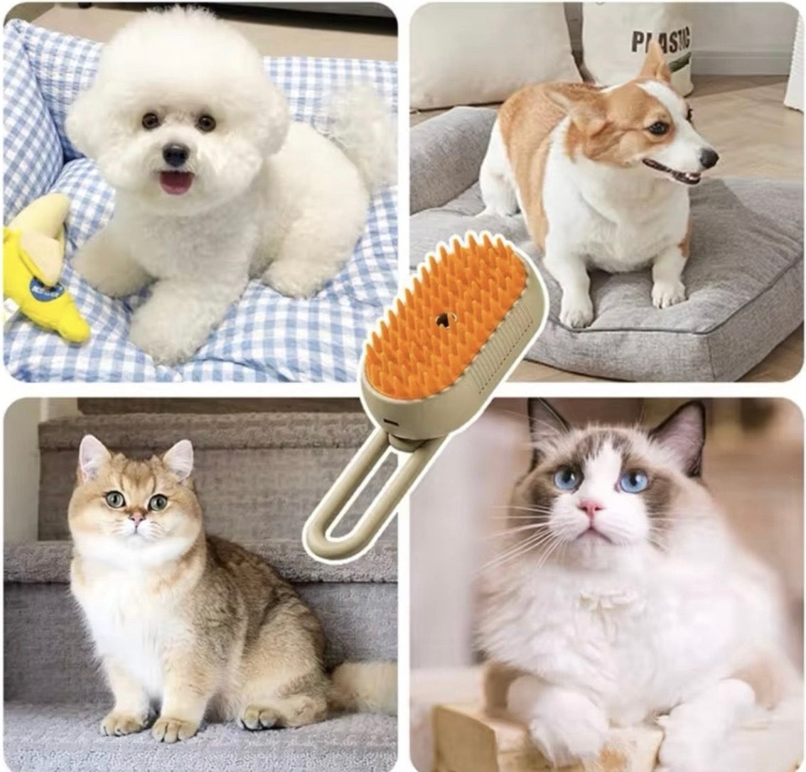 مشط تدليك و تبخير فرو القطط و الكلاب و إزالة الشعر الميت قابل للشحن USB
